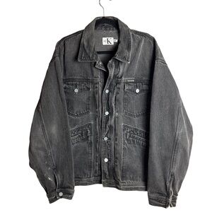 Calvin Klein Vintage Black Denim Jacket – Size XL